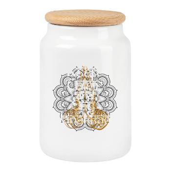 Sri Lanka tamoul, restez calmes et dites Vanakkam - Boîte à biscuits avec couvercle en bois - blanc - Devant