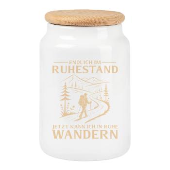 Rentner in Ruhe Wandern - Ruhestand - Keksdose mit Holzdeckel - Weiß - Vorne