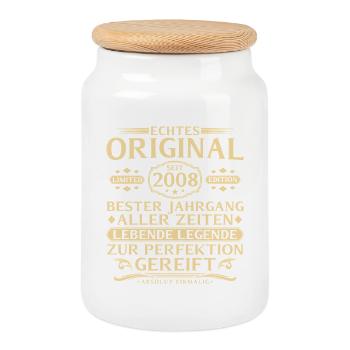 18e anniversaire Real Original depuis 2008 - Boîte à biscuits avec couvercle en bois - blanc - Devant