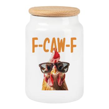 Huhn Brille F-Caw-F - Keksdose mit Holzdeckel - Weiß - Vorne
