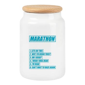 6 Stages of Marathon lustiges Lauf Joggen Läufer - Keksdose mit Holzdeckel - Weiß - Vorne