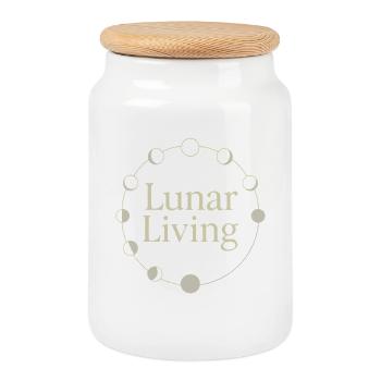 Moon Cycle Moon Goddess Intentionally - Cookie Jar with Wooden Lid - white - Front
