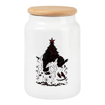 Tamponnement du Père Noël, chemise de couple, drôle - Boîte à biscuits avec couvercle en bois - blanc - Devant