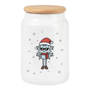 Ready for chaos Christmas design - Cookie Jar with Wooden Lid - white - Front