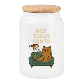 Nicht heute Weihnachtsmann-lustiger Katzen-Weihnachtshumor - Keksdose mit Holzdeckel - Weiß - Vorne