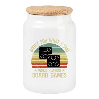 Funny Board Game Quote Board Gamer Player - Cookie Jar with Wooden Lid - white - Front
