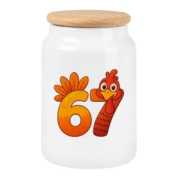 Funny Six Seven 6 7 Meme Thanksgiving - Boîte à biscuits avec couvercle en bois - blanc - Devant