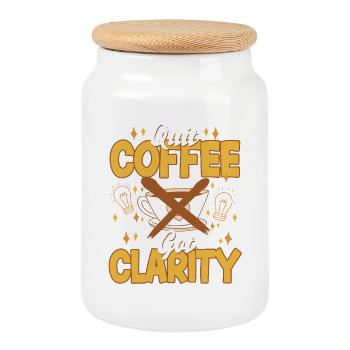 Sevrage du café décaféiné ex-buveur de café - Boîte à biscuits avec couvercle en bois - blanc - Devant