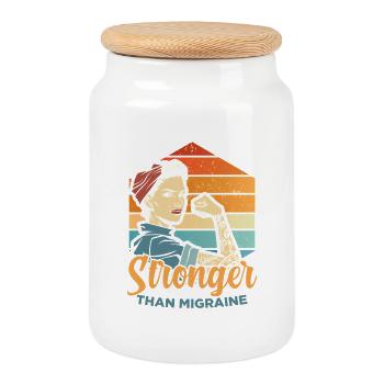 Plus fort que la migraine - pour la féministe - Boîte à biscuits avec couvercle en bois - blanc - Devant