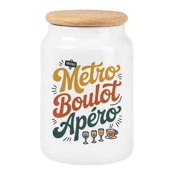 Metro Work Aperitif Humor Routine Arbeitsabend - Keksdose mit Holzdeckel - Weiß - Vorne