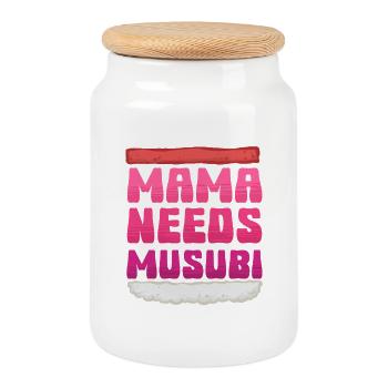 Maman a besoin de Musubi - Boîte à biscuits avec couvercle en bois - blanc - Devant