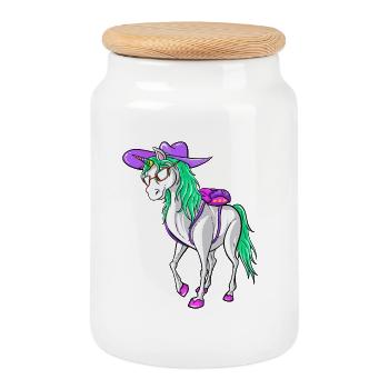 Back to School 2026 Unicorn Style Design Tee Kids - Cookie Jar with Wooden Lid - white - Front