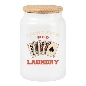 I don't even fold laundry - Cookie Jar with Wooden Lid - white - Front