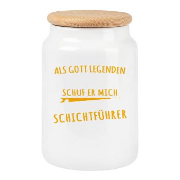 Shift Supervisor - Cookie Jar with Wooden Lid - white - Front