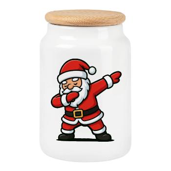 Santa Dab Tanzen Comic - Keksdose mit Holzdeckel - Weiß - Vorne