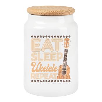 Hawaiian Ukulele Uke Eat Sleep - Keksdose mit Holzdeckel - Weiß - Vorne