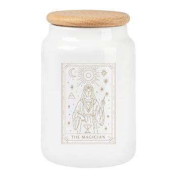 Carte de Tarot Mystique Le Dessin du Magicien - Boîte à biscuits avec couvercle en bois - blanc - Devant