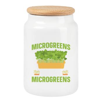 Kit de jardinage Micropousses Vegan Diet Sprout Lover - Boîte à biscuits avec couvercle en bois - blanc - Devant