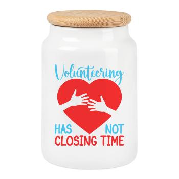Volunteer Appreciation Has Not Closing Time - Keksdose mit Holzdeckel - Weiß - Vorne