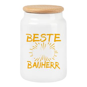 Builder Gift Idea - Cookie Jar with Wooden Lid - white - Front
