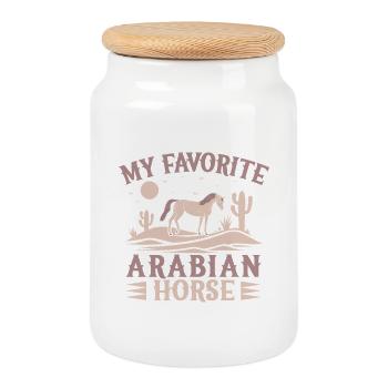 Hobby Horse Rider ARabian Horse English Riding - Keksdose mit Holzdeckel - Weiß - Vorne