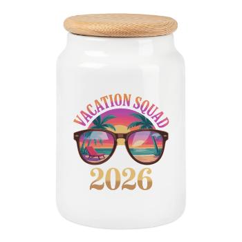 Vacances de l’équipe de vacances 2026 - Boîte à biscuits avec couvercle en bois - blanc - Devant