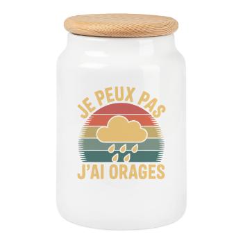 I can't I have thunderstorms humor weather & rain - Cookie Jar with Wooden Lid - white - Front