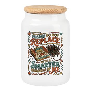 Retro Gaming AI Fear - Cookie Jar with Wooden Lid - white - Front