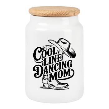 Line Dance Mom - Cookie Jar with Wooden Lid - white - Front