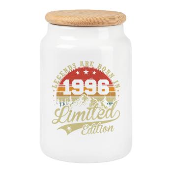Legends Are Born 1996 Birthday Gift - Cookie Jar with Wooden Lid - white - Front