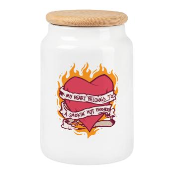 Wife of a farmer Mother - Cookie Jar with Wooden Lid - white - Front