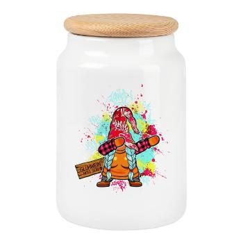 Marché de Noël des femmes Dab de la Reine du Vin Chaud - Boîte à biscuits avec couvercle en bois - blanc - Devant