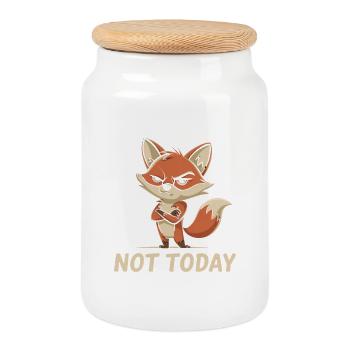 Humour de renard - Boîte à biscuits avec couvercle en bois - blanc - Devant