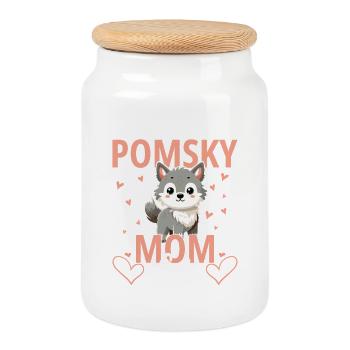 Propriétaire de Pomsky Lit de lit pour chien en peluche Pomsky - Boîte à biscuits avec couvercle en bois - blanc - Devant
