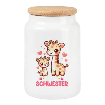 I'm Big Sister Giraffe Sibling - Cookie Jar with Wooden Lid - white - Front