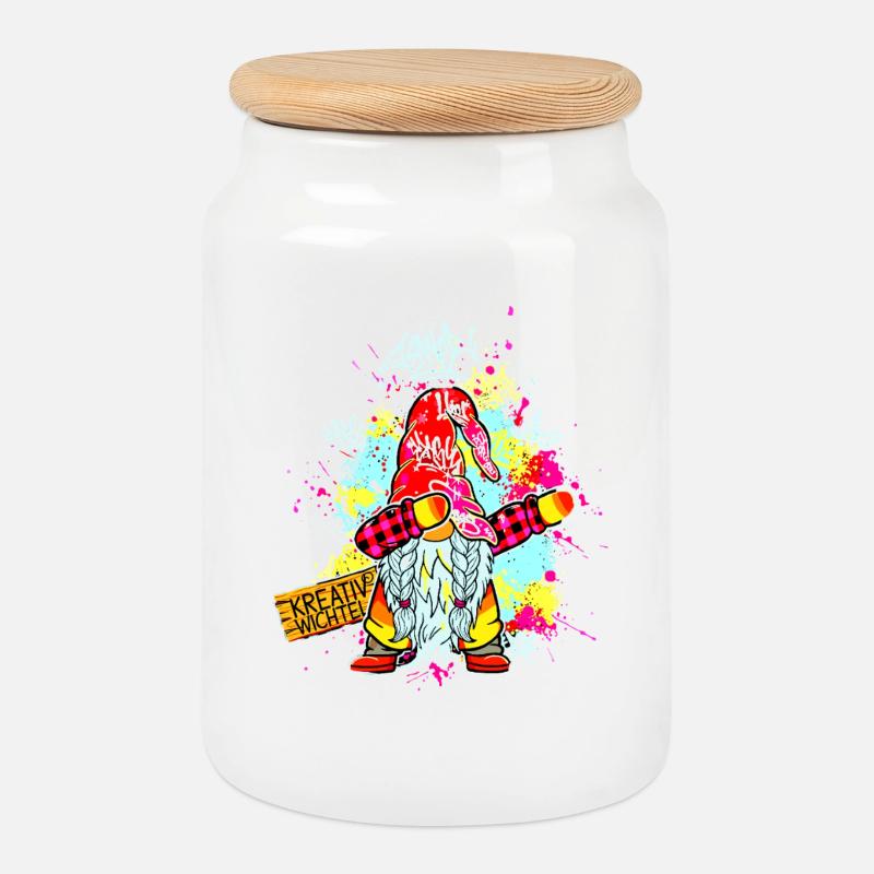 KREATIV WICHTEL Dab Graffiti Künstler XMas  - Keksdose mit Holzdeckel - Weiß