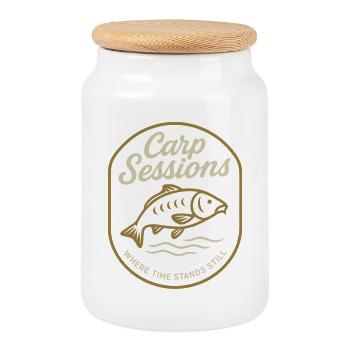 Des sessions de carpe où le temps s’arrête - Boîte à biscuits avec couvercle en bois - blanc - Devant