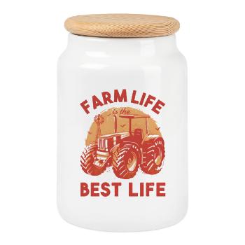 Farm Life est le meilleur tracteur de vie - Boîte à biscuits avec couvercle en bois - blanc - Devant