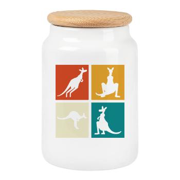 Silhouettes à quatre cadres kangourou - Boîte à biscuits avec couvercle en bois - blanc - Devant