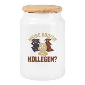 Mes collègues stupides. Les voilà du travail de bureau. - Boîte à biscuits avec couvercle en bois - blanc - Devant