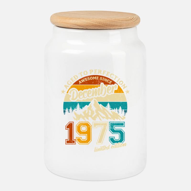 Édition limitée cadeau d’anniversaire de décembre 1975 - Boîte à biscuits avec couvercle en bois - blanc