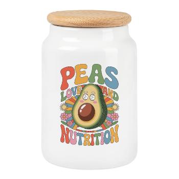 Nutritionist Peas Love And Nutritional Coach - Cookie Jar with Wooden Lid - white - Front