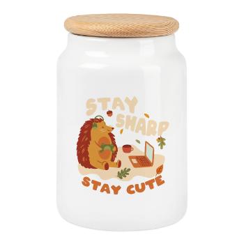 Igel Tag Hedgehog Day Stay Sharp Stay Cute - Keksdose mit Holzdeckel - Weiß - Vorne