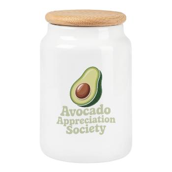 Avocado Appreciation Society - Cookie Jar with Wooden Lid - white - Front