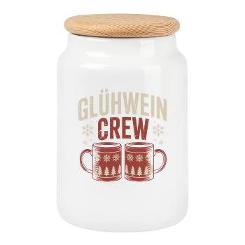 Équipe du vin chaud Marché de Noël joyeux - Boîte à biscuits avec couvercle en bois - blanc - Devant