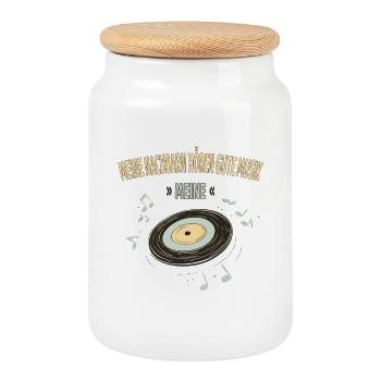 Mes voisins écoutent de la bonne musique – la mienne - Boîte à biscuits avec couvercle en bois - blanc - Devant