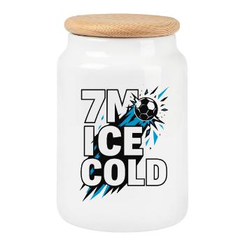 Handball 7 meters, I c e Cold, strong nerves - Cookie Jar with Wooden Lid - white - Front