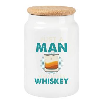 Only one man loves whiskey - Cookie Jar with Wooden Lid - white - Front