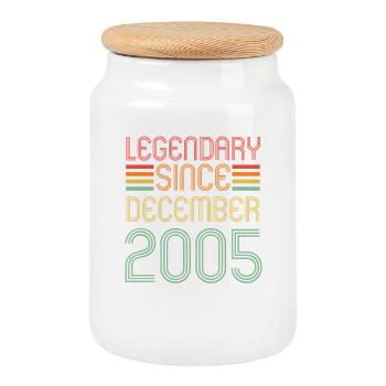 Legendary since December 2005, Retro, Birthday - Cookie Jar with Wooden Lid - white - Front