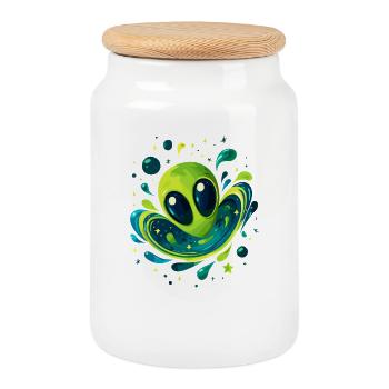 Vortex Alien Galactique - Boîte à biscuits avec couvercle en bois - blanc - Devant